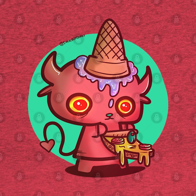 Devil Cute, Pizza and Ice Cream by toxikbloodyart